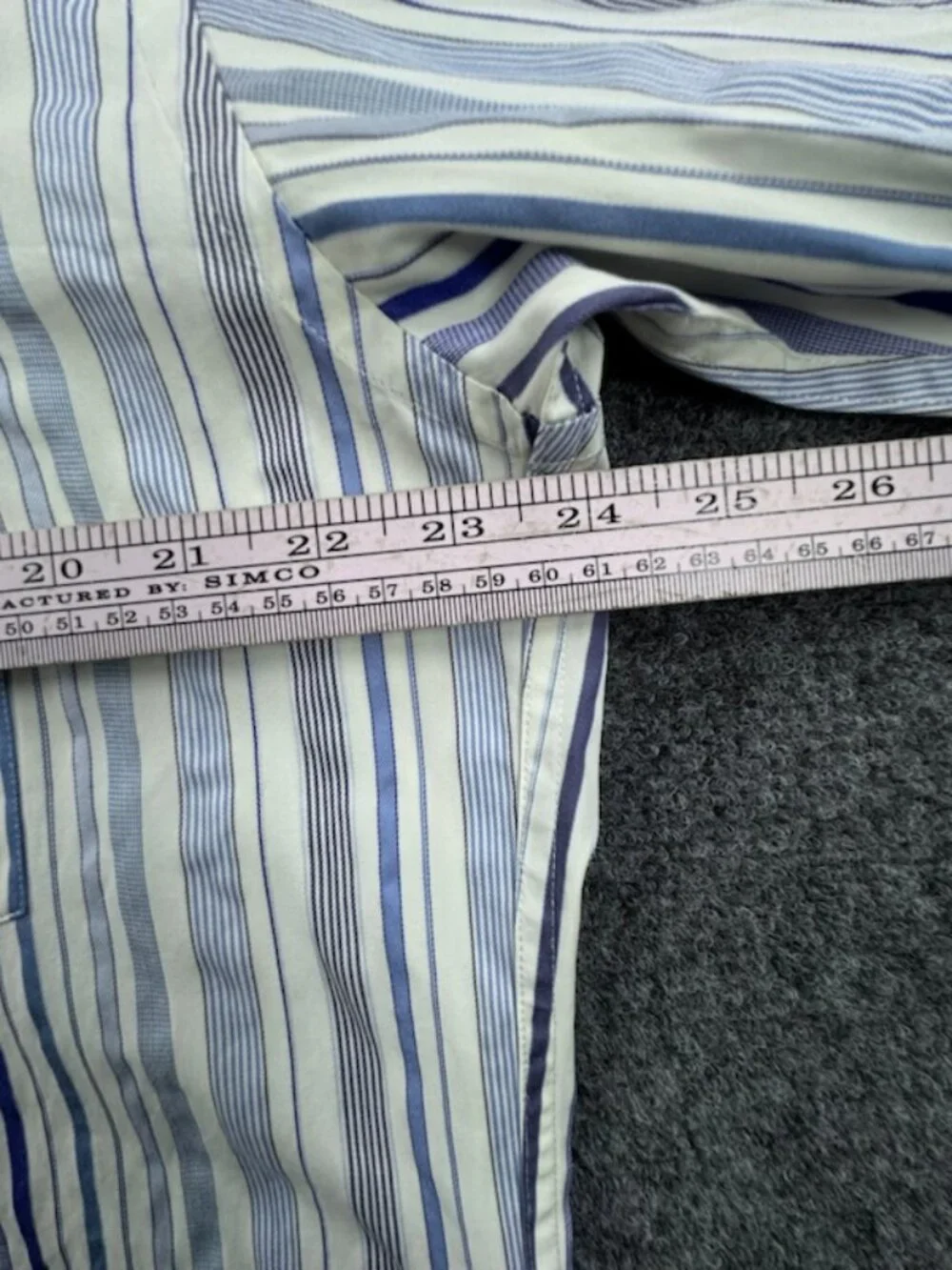 Faconnable Blue White Button-Down Striped Logo Medium Shirt Men Pocket Cotton